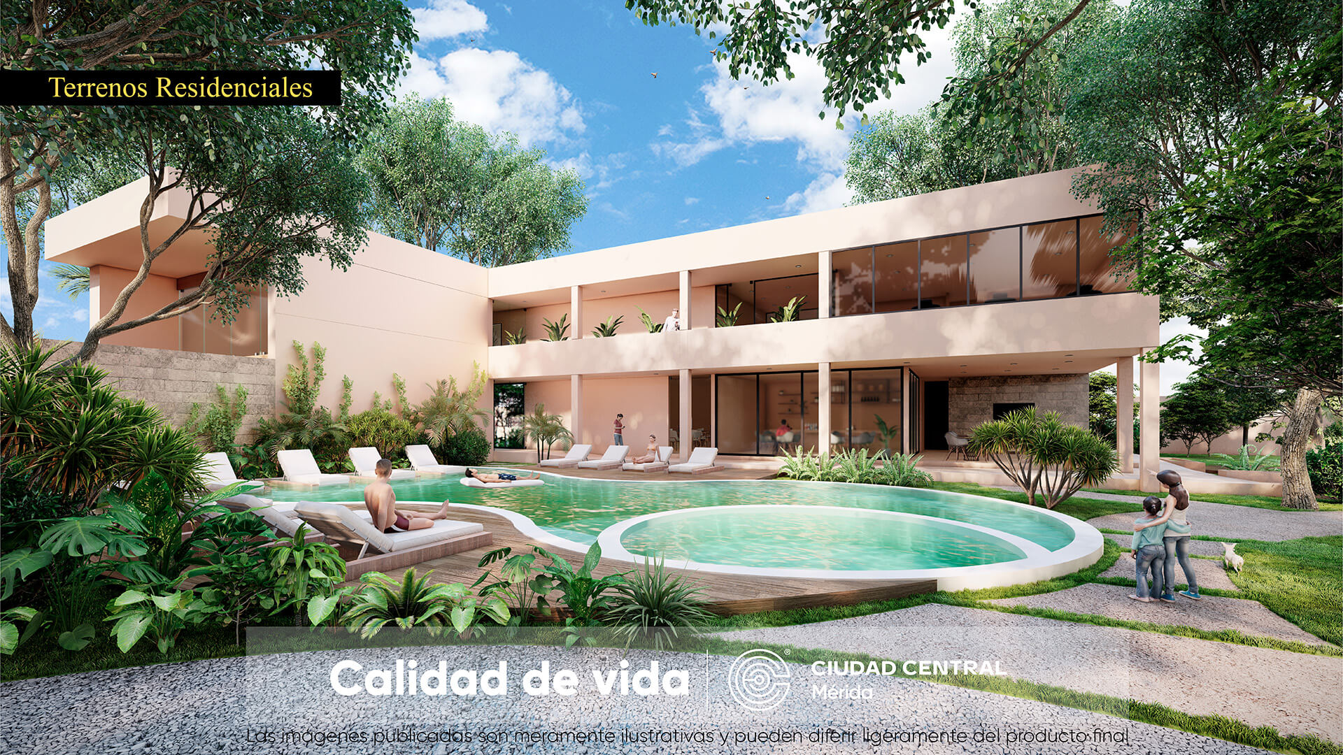 Ciudad Central Mérida — terraza, alberca y amenidades del desarrollo